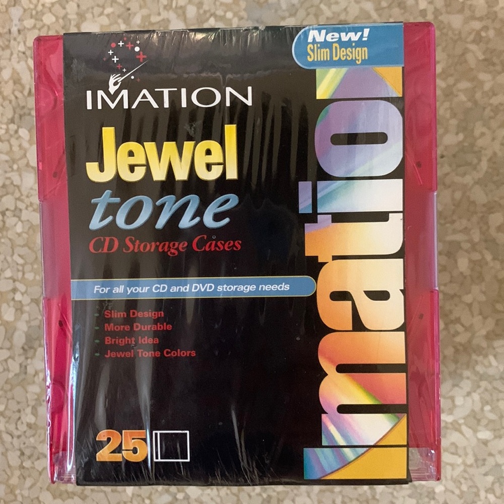 Imation Jewel tone CD storage cases, 25 total.
